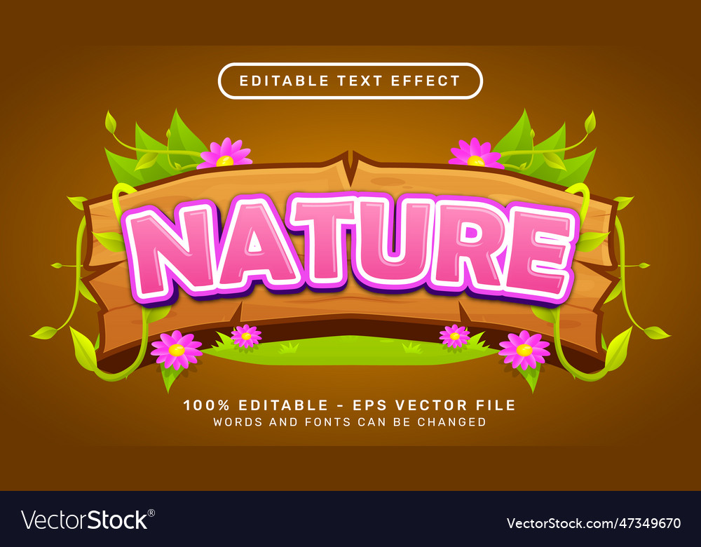 Nature 3d text effect and editable vector image Nature 3d text effect and editable