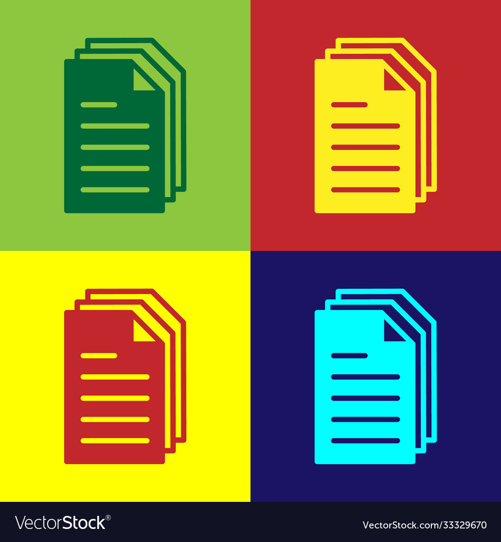 Pop art file document icon isolated on color Vector Image Pop art file document icon isolated on color