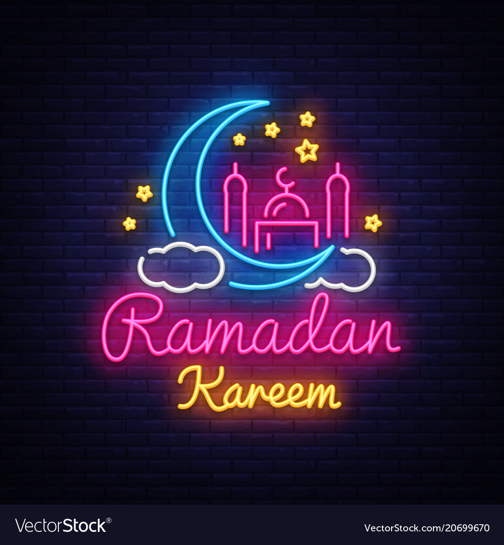 Ramadan kareem neon sign ramadan kareem Royalty Free Vector