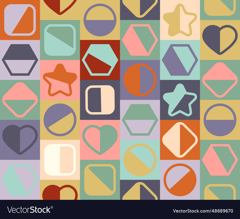 Seamless pattern of geometric shapes color vector image Seamless pattern of geometric shapes color