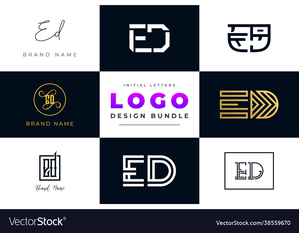 Set collection initial letters ed logo design Vector Image Set collection initial letters ed logo design