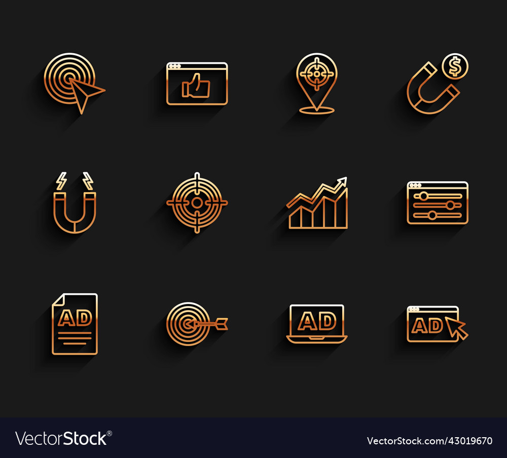 Set line advertising target browser setting Vector Image Set line advertising target browser setting