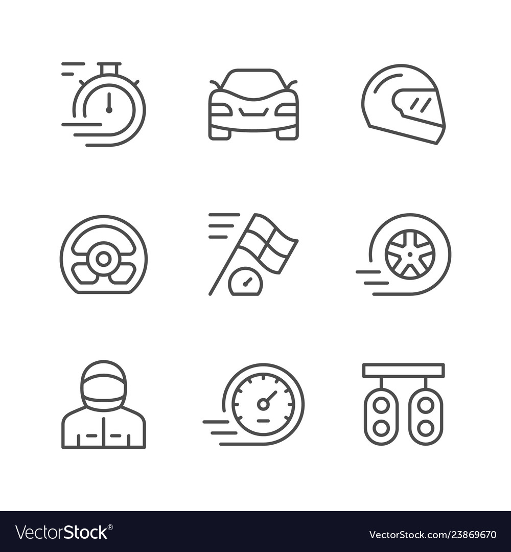 Set line icons of racing