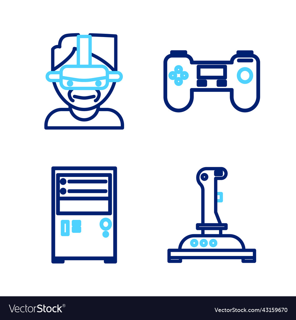 Set line joystick for arcade machine computer vector image Set line joystick for arcade machine computer