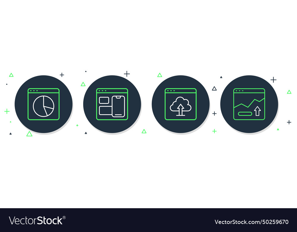 Set line web developer programming code cloud vector image Set line web developer programming code cloud