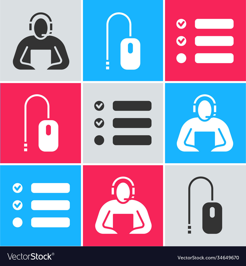 Set student computer mouse and task list icon vector image Set student computer mouse and task list icon