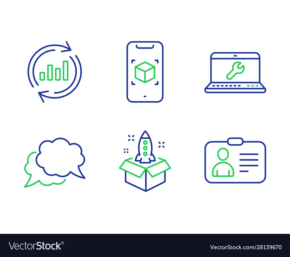 Startup update data and chat message icons set Vector Image Startup update data and chat message icons set