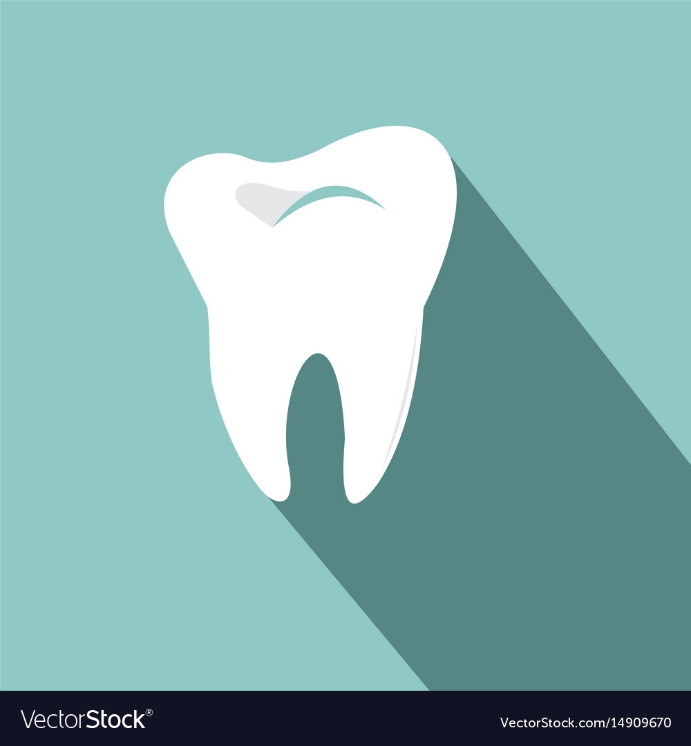 Tooth icon with long shadow flat design style