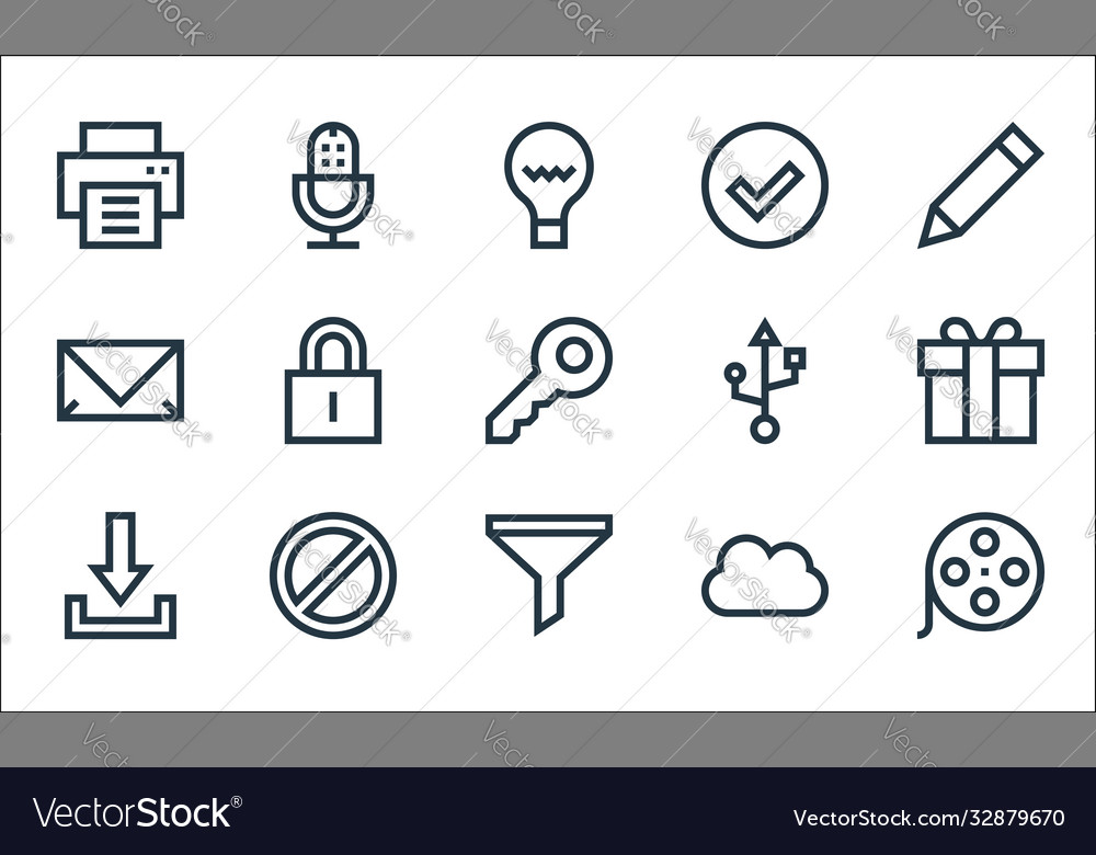 Web essentials line icons linear set quality vector image Web essentials line icons linear set quality