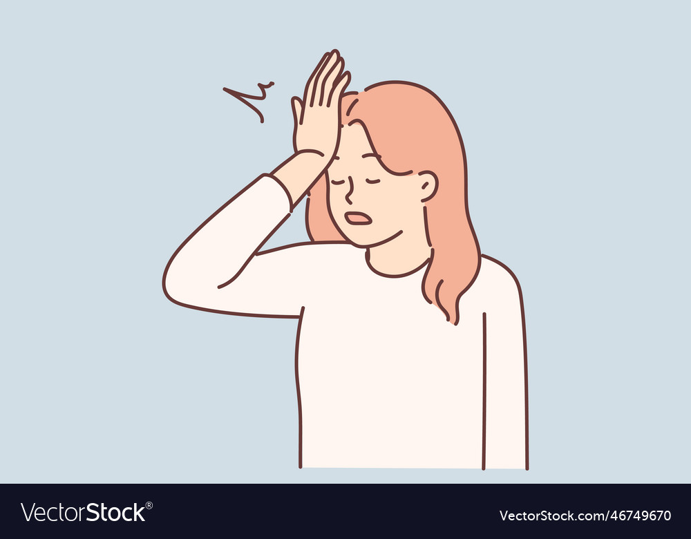 Woman makes gesture with facepalm putting palm Vector Image