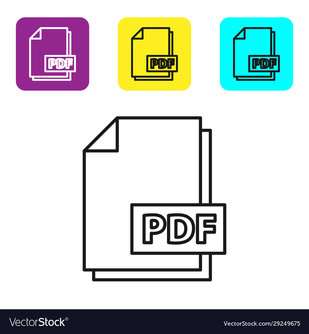 Black line pdf file document download button vector image Black line pdf file document download button