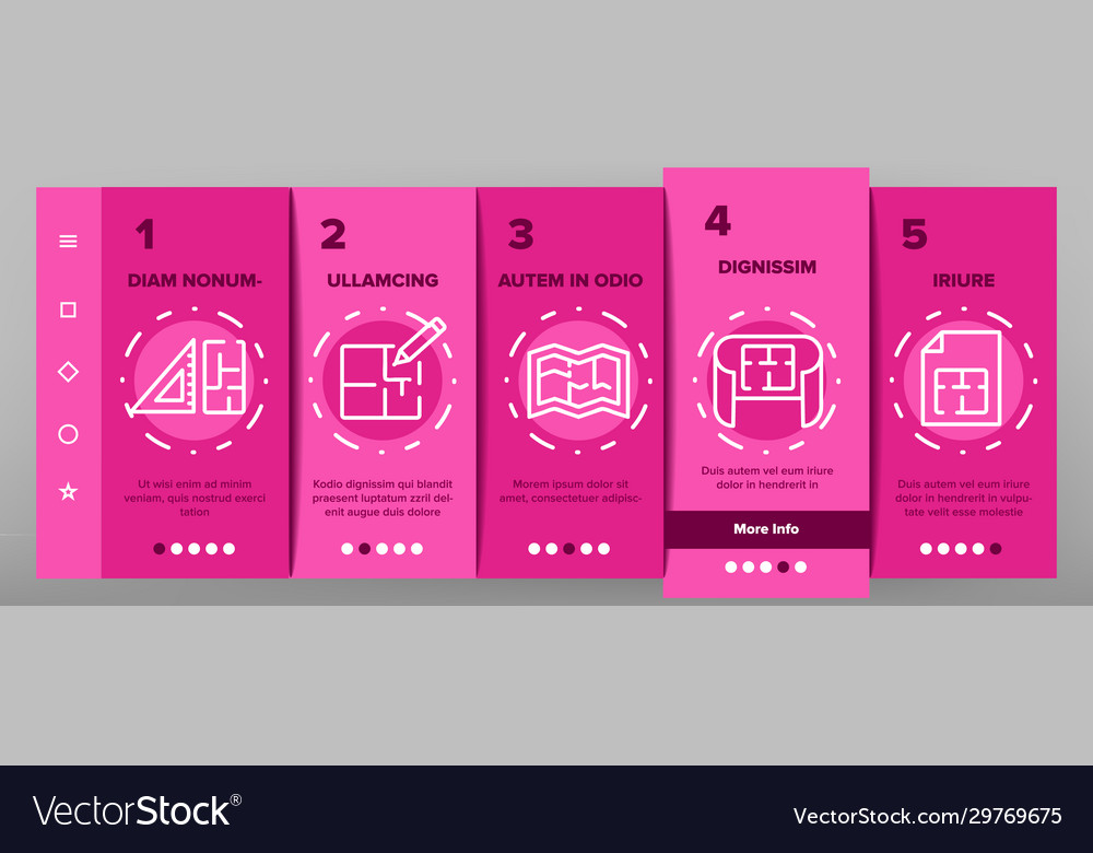 Blueprint architecture onboarding icons set vector image Blueprint architecture onboarding icons set