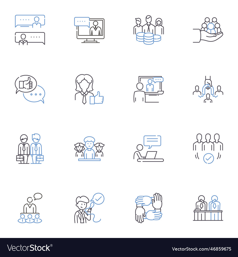 Building connections line icons collection vector image Building connections line icons collection