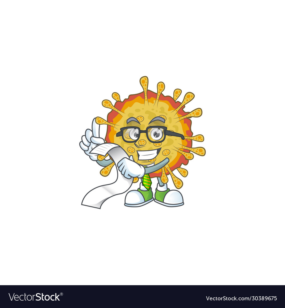 Cartoon outbreaks coronavirus holding menu