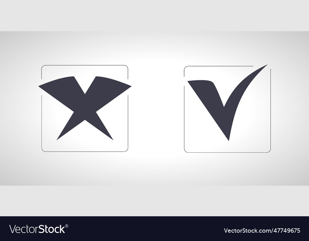 Check mark box with approval and rejection icon