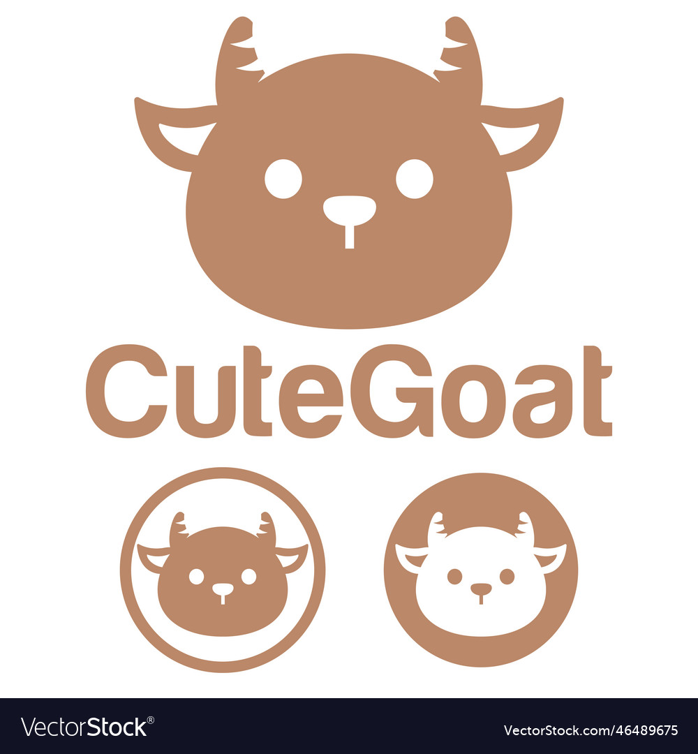 Cute kawaii head goat ram sheep mascot cartoon vector image Cute kawaii head goat ram sheep mascot cartoon