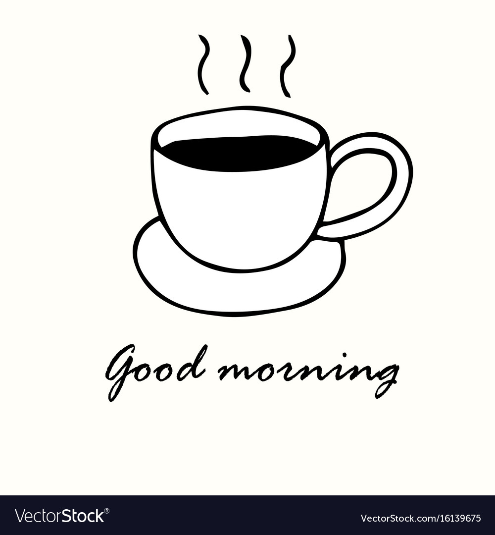 Doodle cup of coffee good morning concept Vector Image