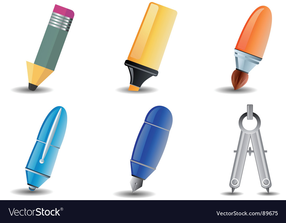 Drawing and Writing Tools Icon Set