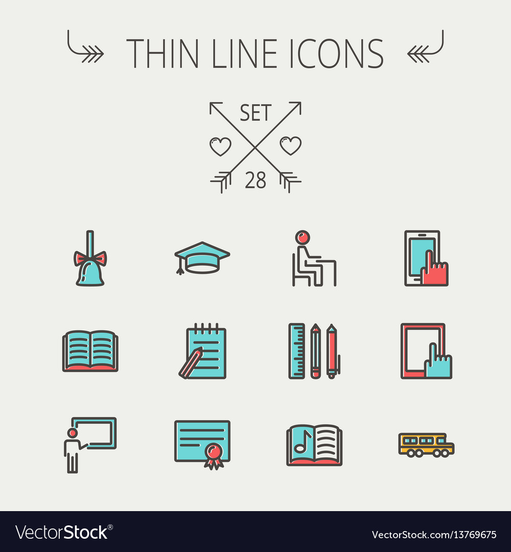 Education thin line icon set