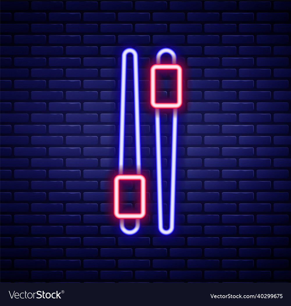 Glowing neon line food chopsticks icon isolated Vector Image