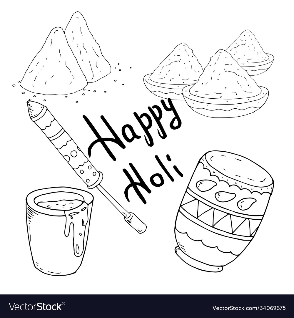 Hand drawn colorful happy holi background Vector Image