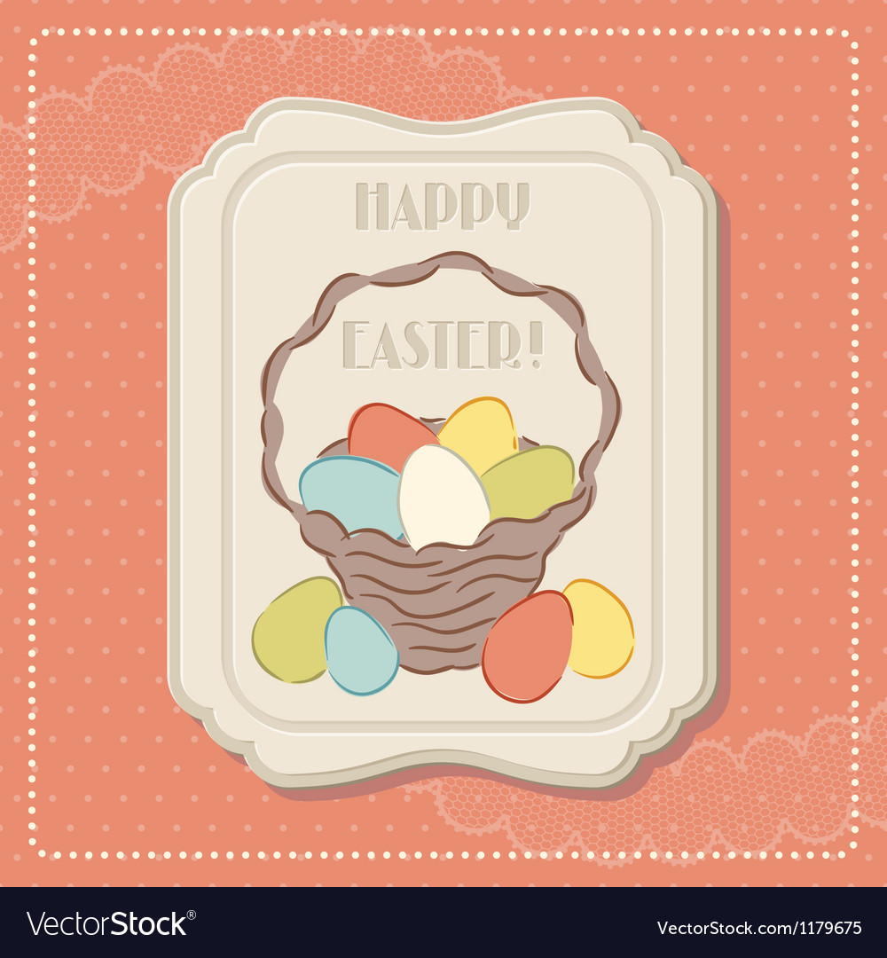 Happy easter retro greeting card Royalty Free Vector Image