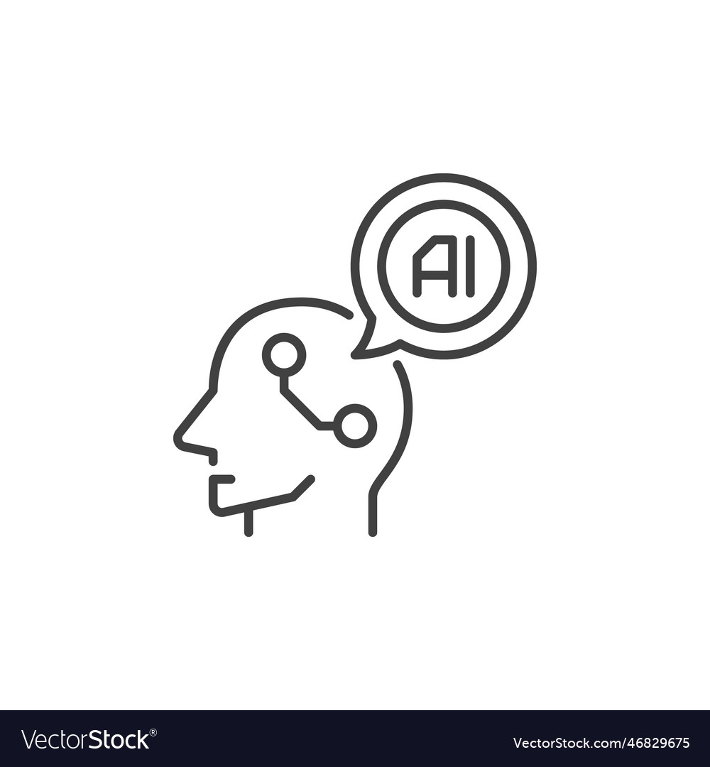 Head with ai speech bubble artificial vector image Head with ai speech bubble artificial