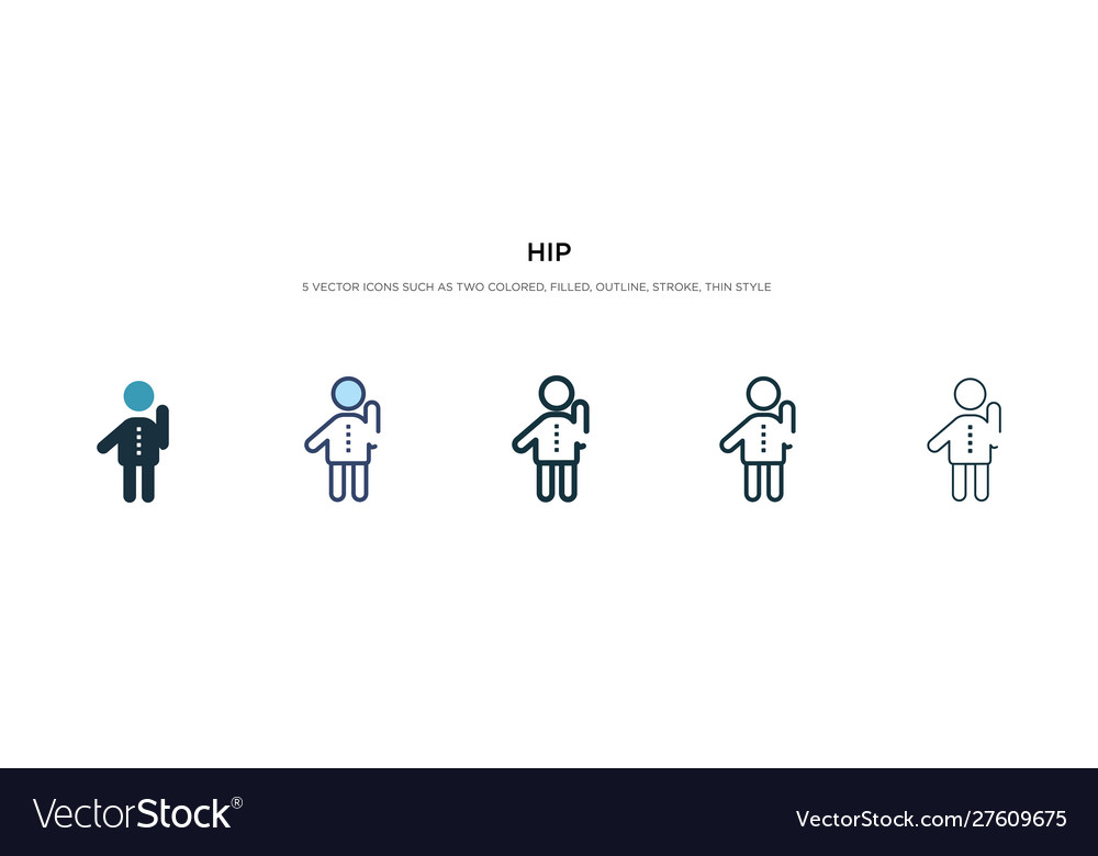 Hip icon in different style two colored