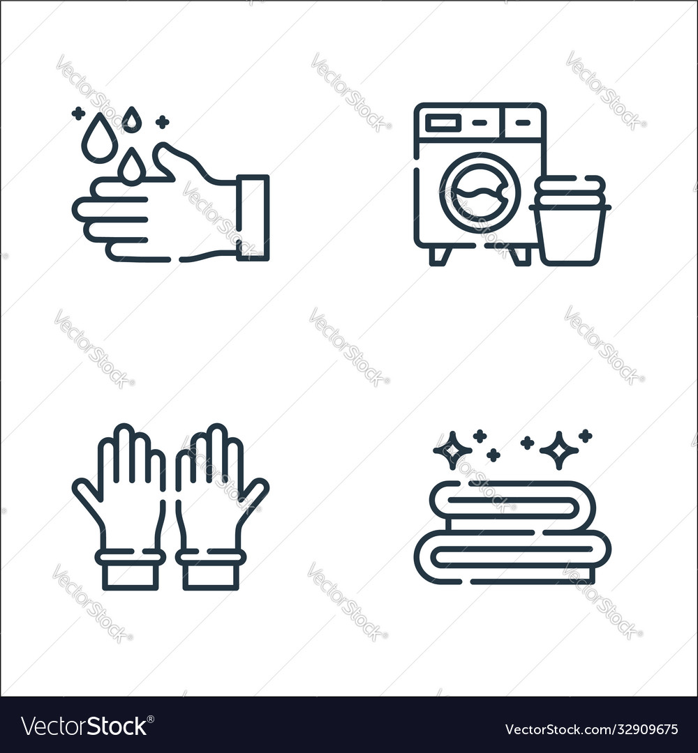 Hygiene routine line icons linear set quality vector image Hygiene routine line icons linear set quality