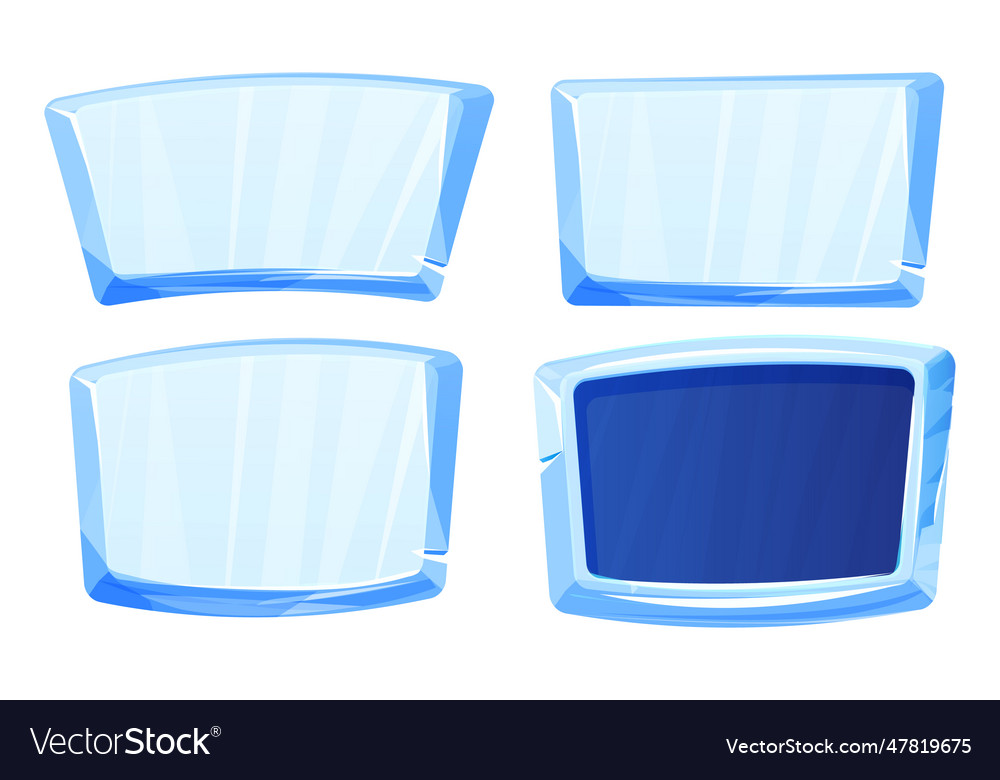 Ice button frozen frame level menu in cartoon vector image Ice button frozen frame level menu in cartoon