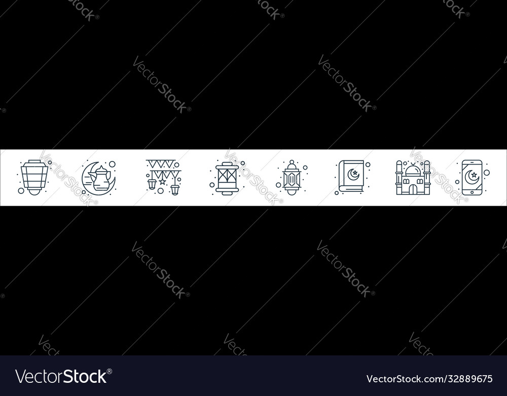 Islam and ramadan line icons linear set quality