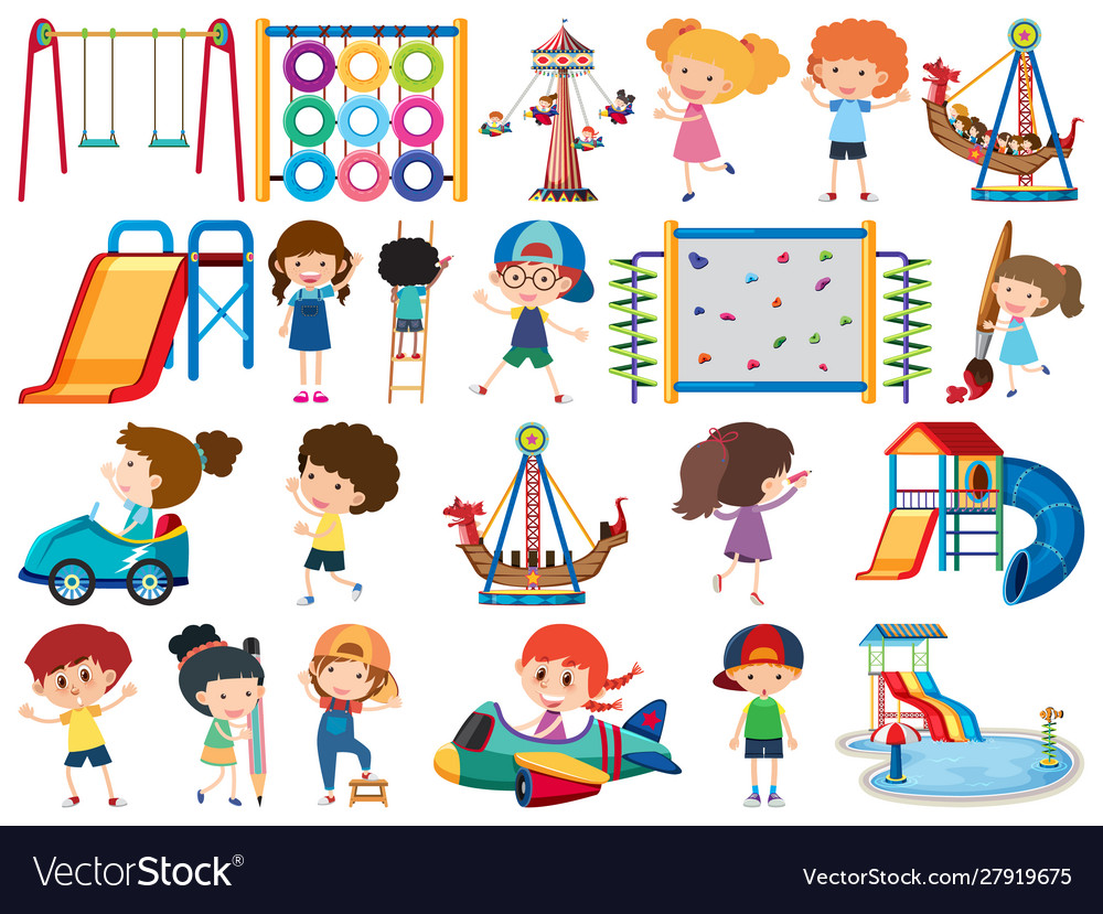 Large set isolated objects kids vector image Large set isolated objects kids
