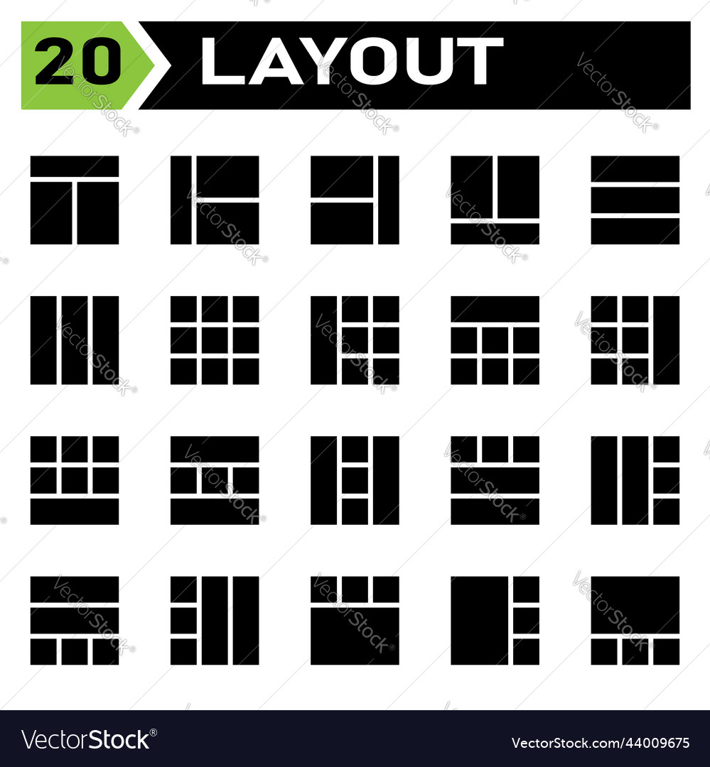 Layout icon set include grid dashboard vector image Layout icon set include grid dashboard