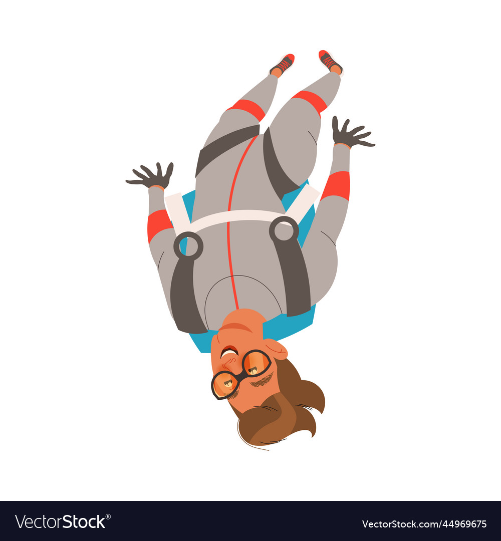 Man character skydiving falling down