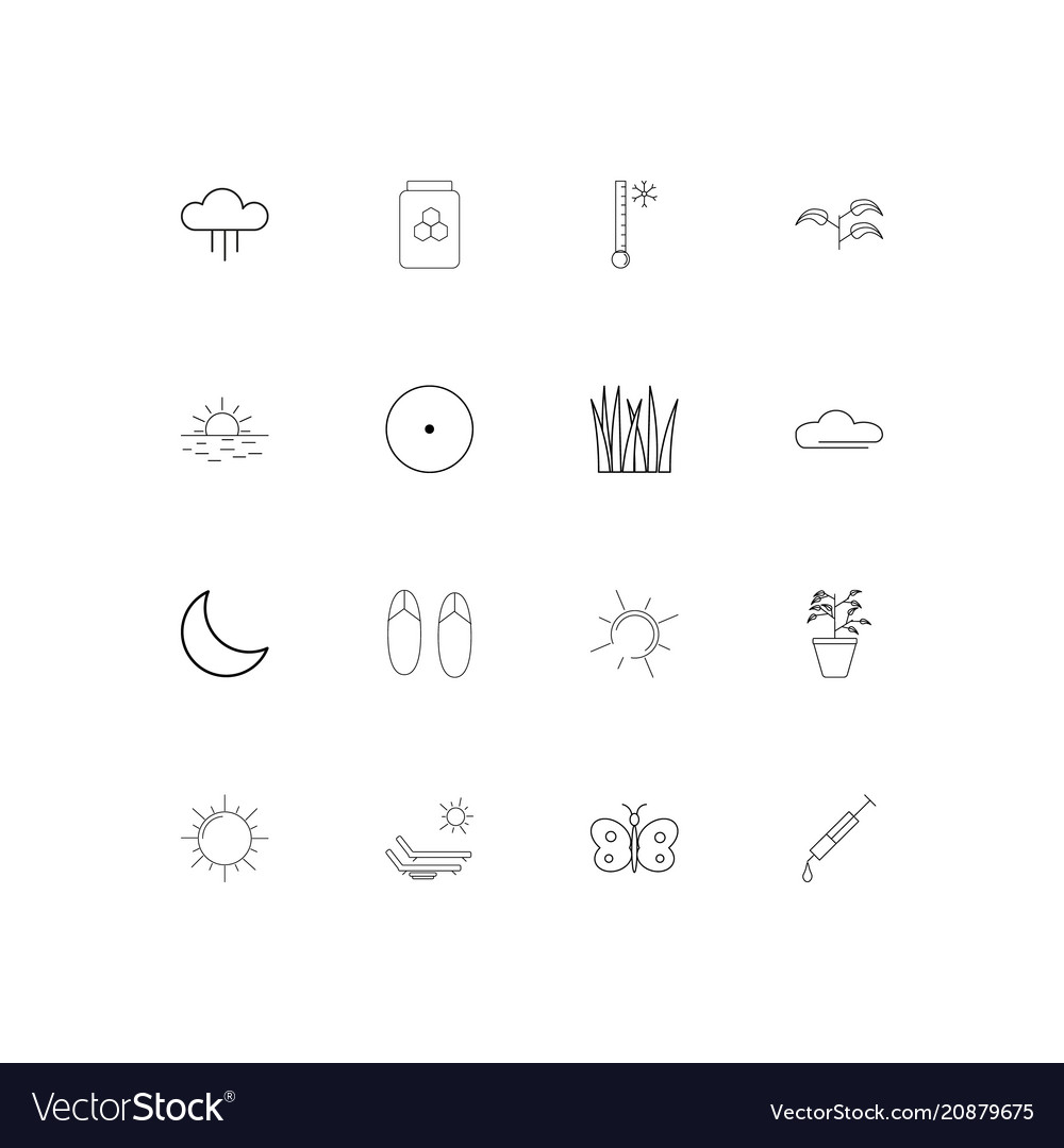 Nature linear thin icons set outlined simple