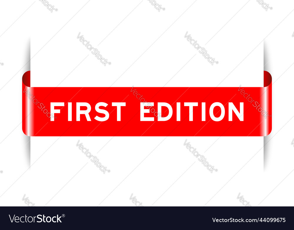 Red color inserted label banner with word first vector image Red color inserted label banner with word first