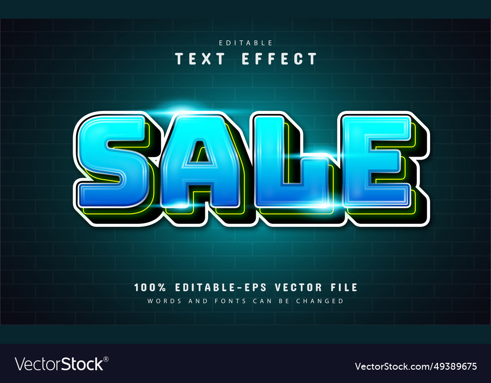 Sale text effect with blue gradient