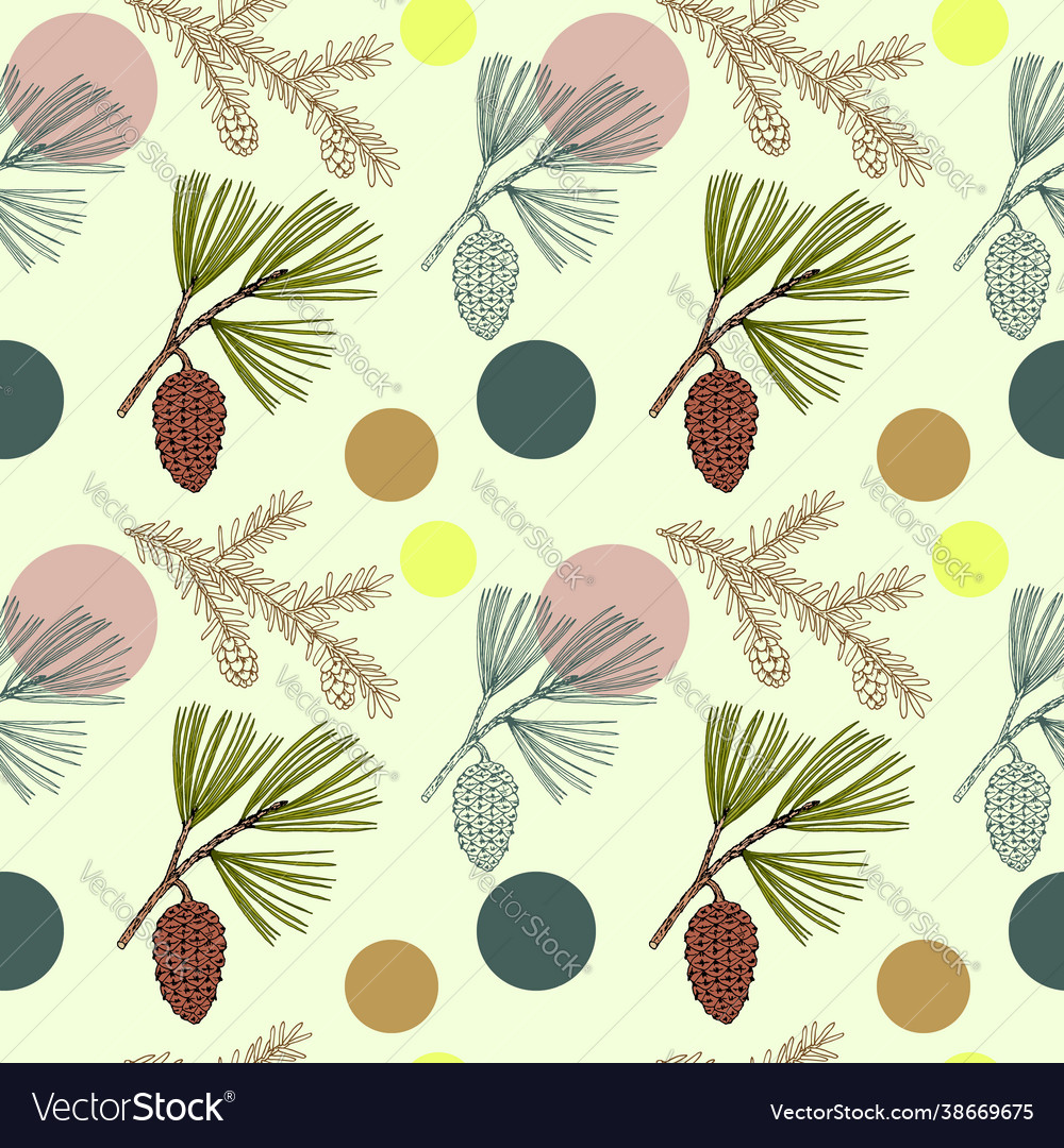 Seamless pattern with pine branches vector image Seamless pattern with pine branches
