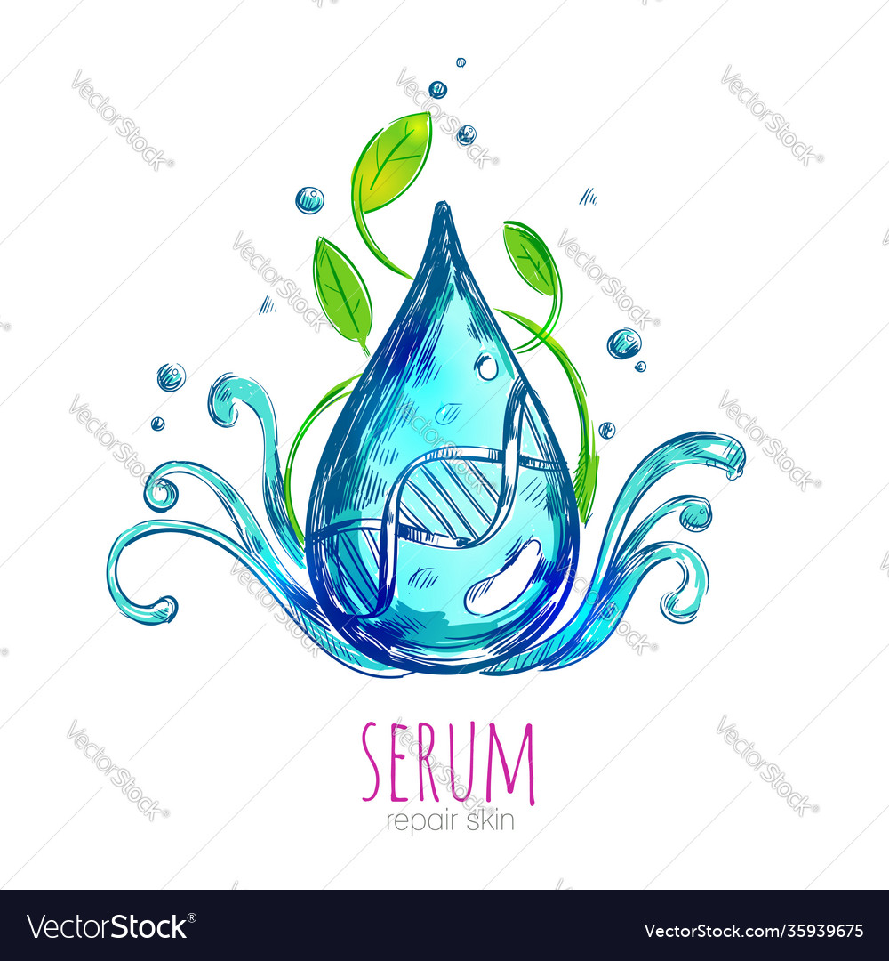 Serum essence droplet composition vector image Serum essence droplet composition