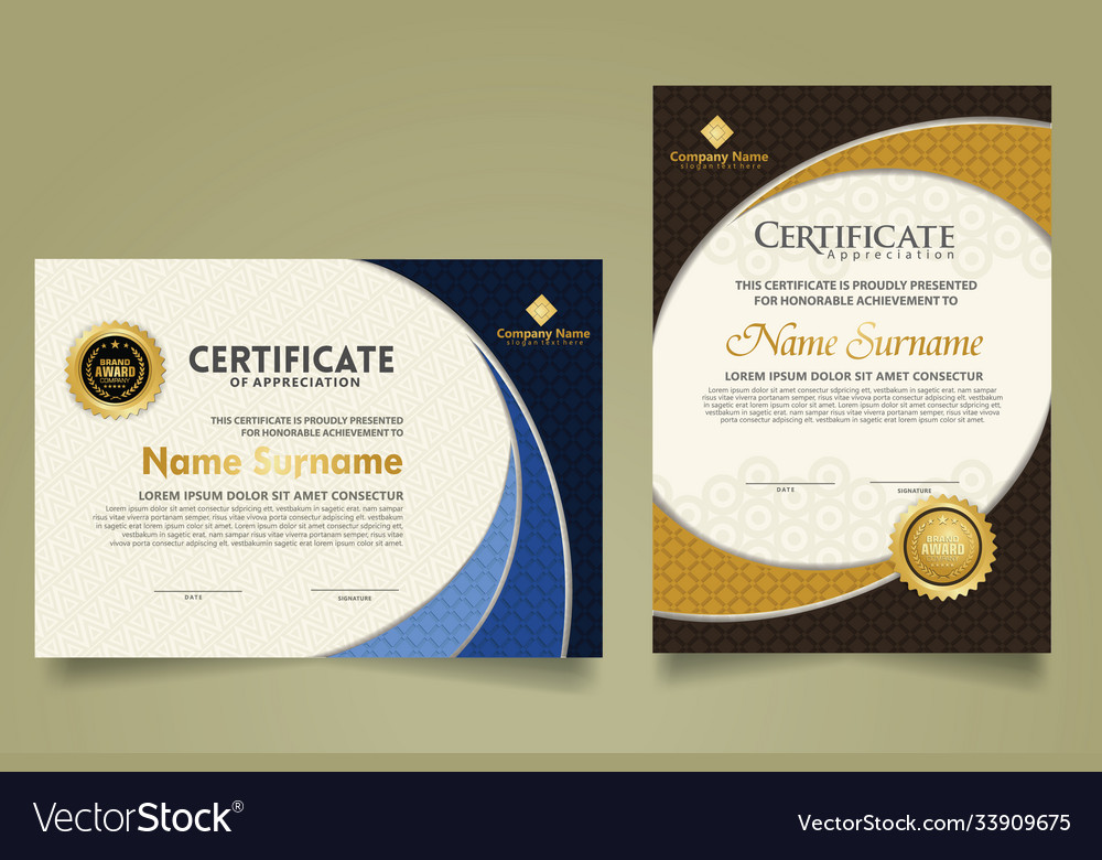 Set modern certificate template with realistic vector image Set modern certificate template with realistic