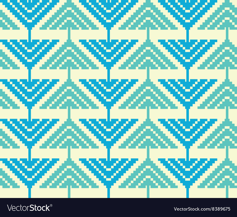 Vintage seamless pattern with triangles and pixels