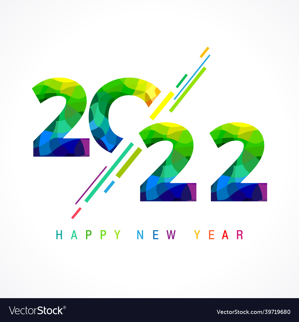 2022 happy new year square colored card Royalty Free Vector