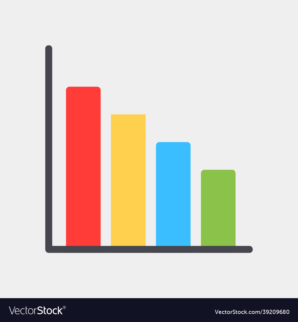 Bar chart icon in flat style for any projects vector image Bar chart icon in flat style for any projects
