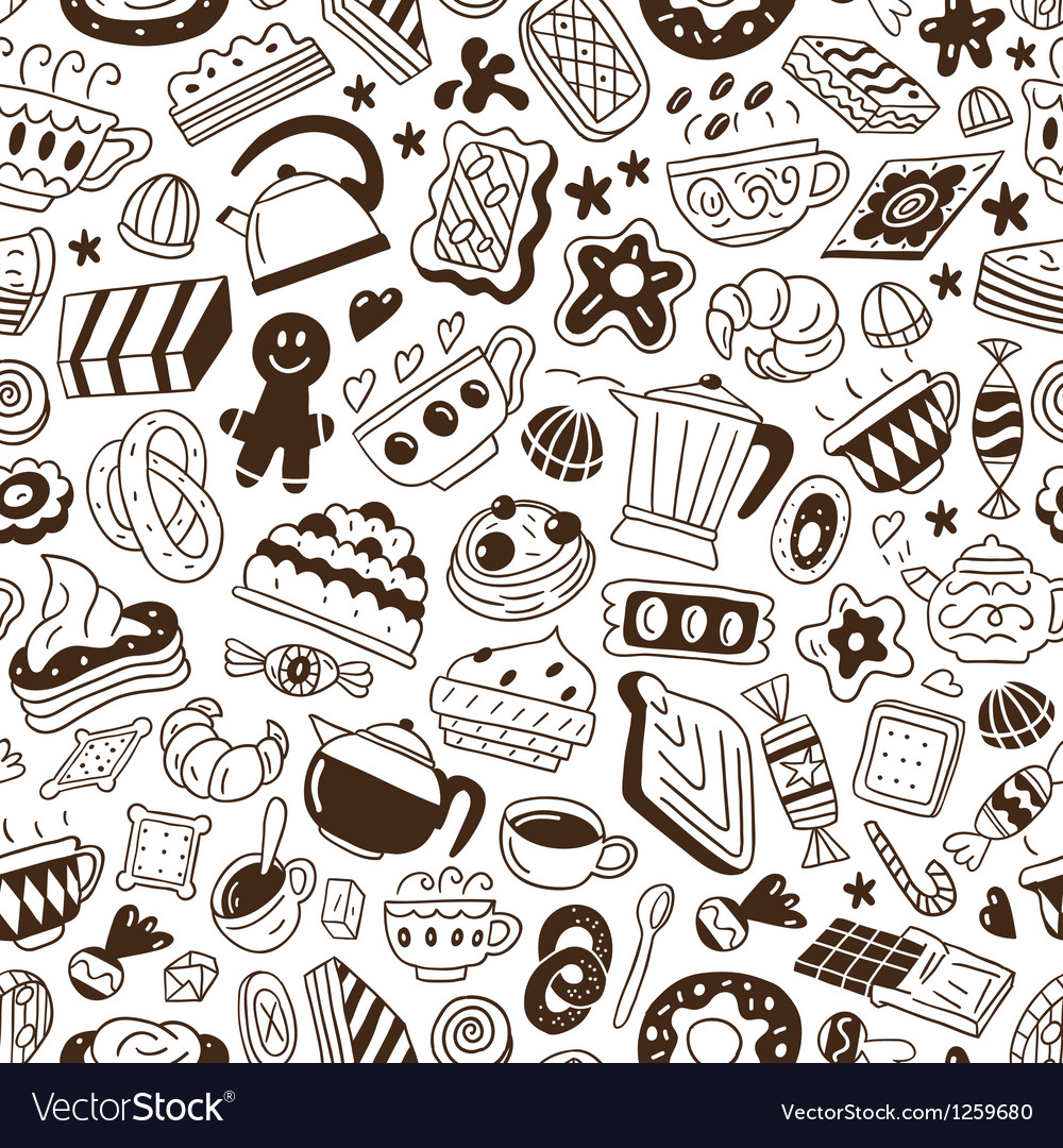 Coffee and sweets - seamless pattern Royalty Free Vector