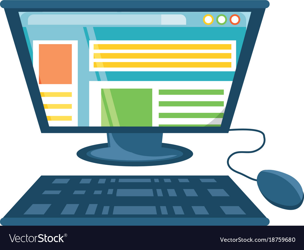 Computer with keyboard and mouse icon
