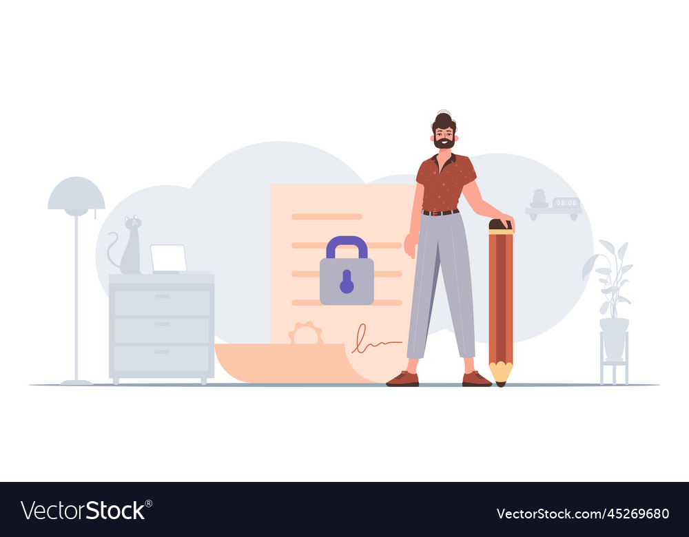 Concept of signing and protecting data smart vector image Concept of signing and protecting data smart