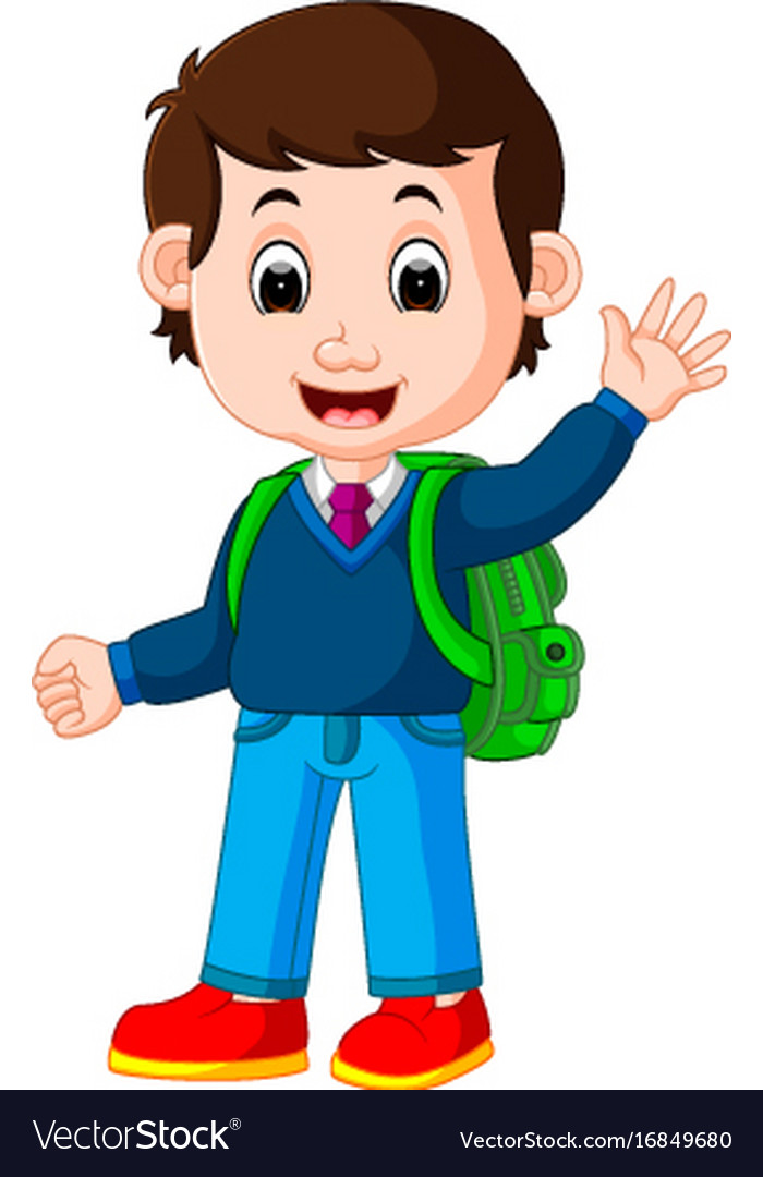 Cute Boy With Backpack Cartoon Royalty Free Vector Image