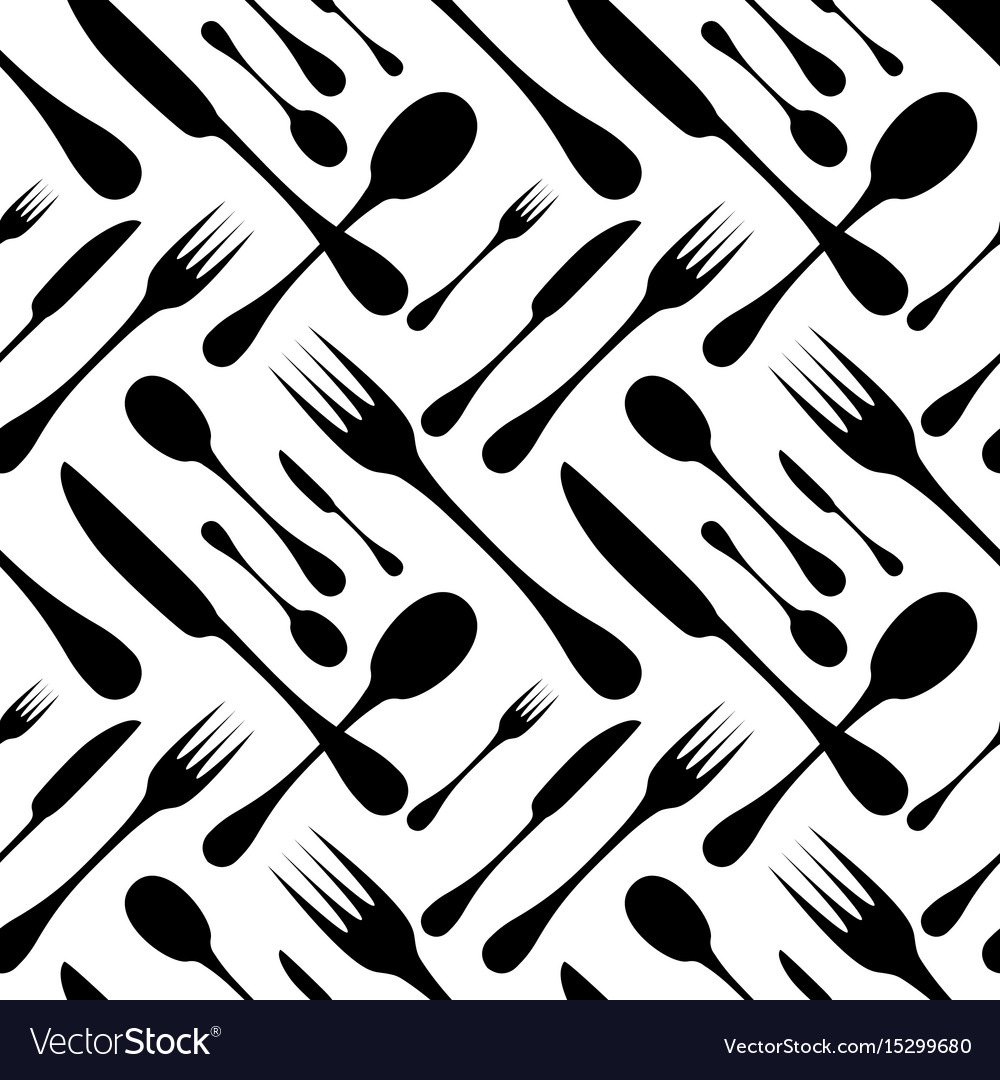 Cutlery seamless pattern silverware hand