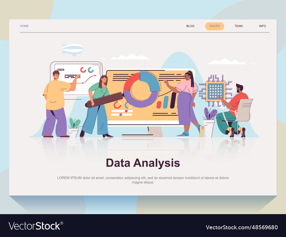 Data analysis web concept for landing page