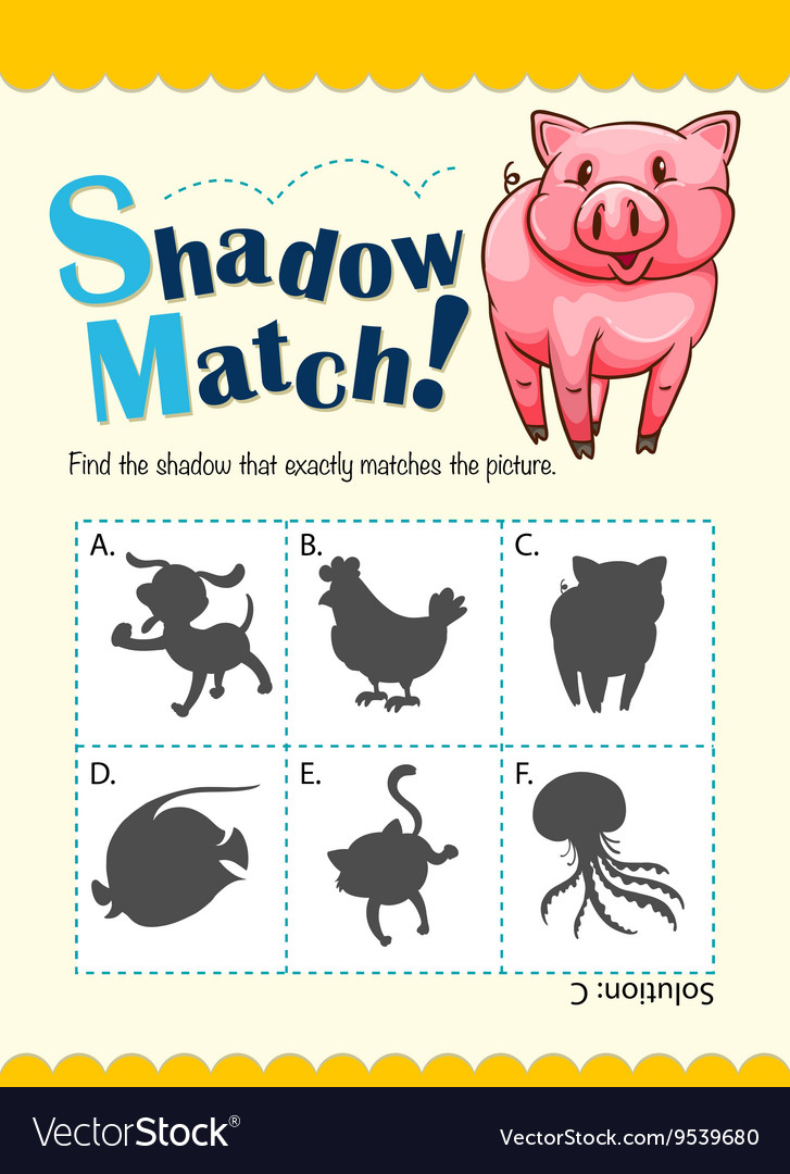 Game template with shadow matching pig